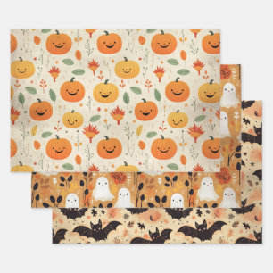 Little Boo Halloween Pattern Baby Shower  Wrapping Paper Sheet