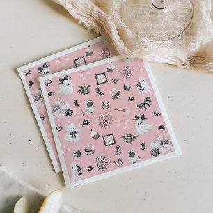 Little Boo Halloween Pink Baby Shower Napkin
