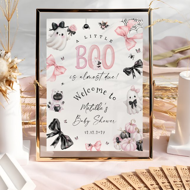 Little Boo Halloween Pink Baby Shower Welcome Poster (Creator Uploaded)