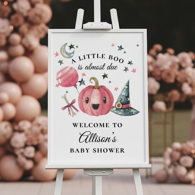 Little Boo Halloween Pink Baby Shower Welcome Sign (Creator Uploaded)