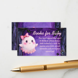 Little boo Halloween pink cute ghost book request Enclosure Card