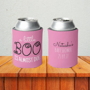 Little Boo Halloween Pink Girl Baby Shower Can Cooler