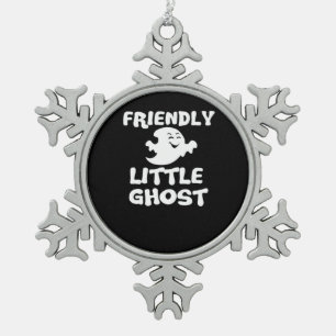 Little Boo Halloween Print Snowflake Pewter Christmas Ornament