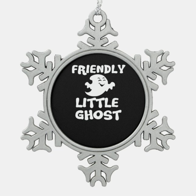 Little Boo Halloween Print  Snowflake Pewter Christmas Ornament (Front)