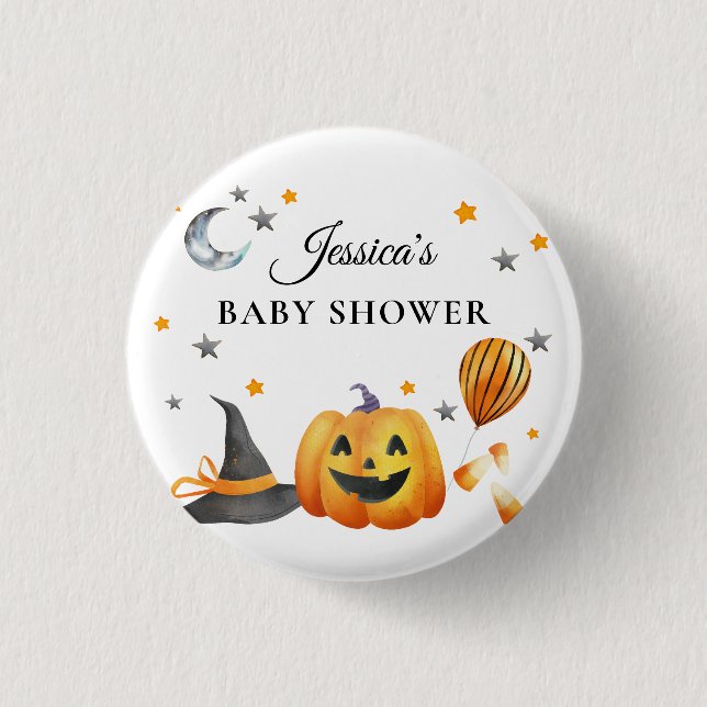 Little Boo Halloween Pumpkin Baby Shower 3 Cm Round Badge (Front)