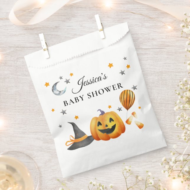 Little Boo Halloween Pumpkin Baby Shower Favour Bags (Clipped)