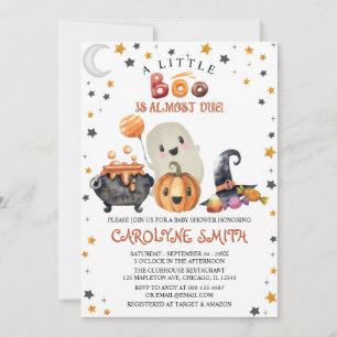 Little Boo Halloween Pumpkin Baby Shower Invitation