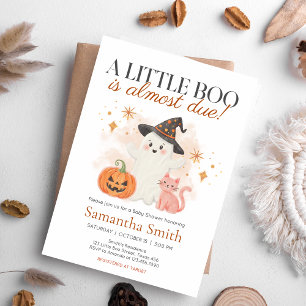 Little Boo Halloween Pumpkin Baby Shower Invitation