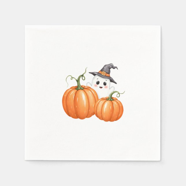 Little Boo Halloween Pumpkin Baby Shower Napkin (Front)