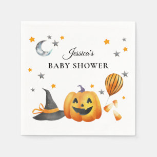 Little Boo Halloween Pumpkin Baby Shower Napkin