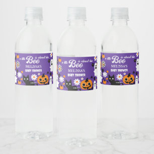 Little boo Halloween retro baby shower Water Bottle Label