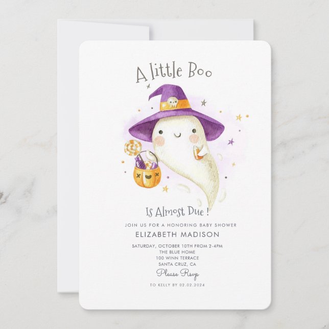 Little Boo Halloween Theme Fall Baby Shower Invitation (Front)