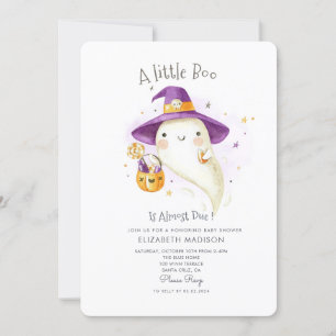 Little Boo Halloween Theme Fall Baby Shower Invitation