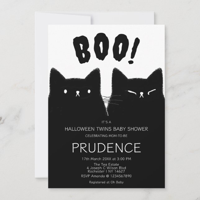Little Boo Halloween Twins Baby Shower Invitation (Front)