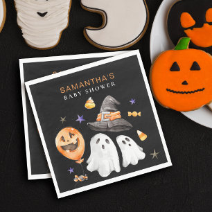 Little Boo Halloween Watercolor Baby Shower Napkin