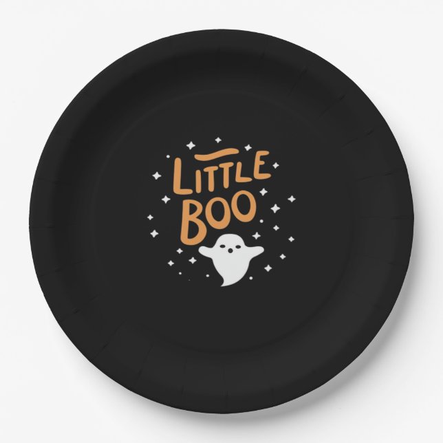 Little Boo, Happy Halloween Vintage Classic Paper Plate (Front)