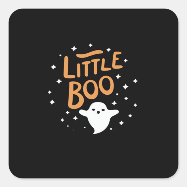 Little Boo, Happy Halloween Vintage Classic Square Sticker (Front)