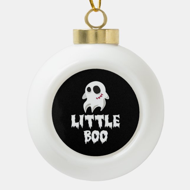 Little Boo In Halloween Cool Graphic Ceramic Ball Christmas Ornament (Front)