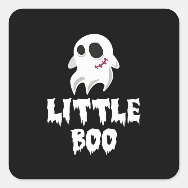 Little Boo In Halloween Cool Graphic Square Sticker (Front)