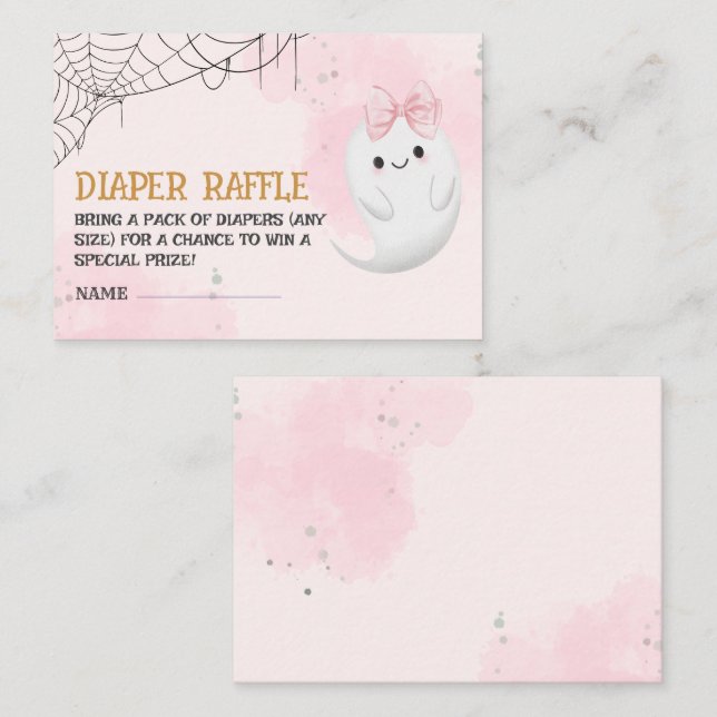 Little Boo Is Almost Due Baby Shower diaper raffle Enclosure Card (Front/Back)