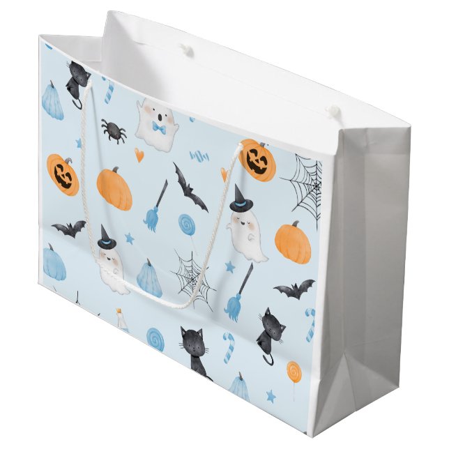 Little Boo is almost due blue Halloween Large Gift Bag (Front Angled)