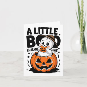 Little Boo Is Almost Due Cute Halloween Pregnancy  Card