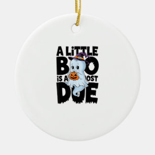 Little Boo Is Almost Due Cute Halloween Pregnancy  Ceramic Tree Decoration