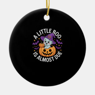 Little Boo Is Almost Due Cute Halloween Pregnancy  Ceramic Tree Decoration
