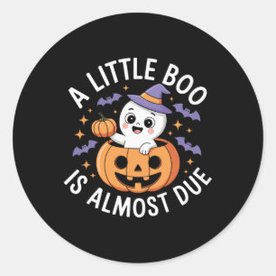 Little Boo Is Almost Due Cute Halloween Pregnancy  Classic Round Sticker