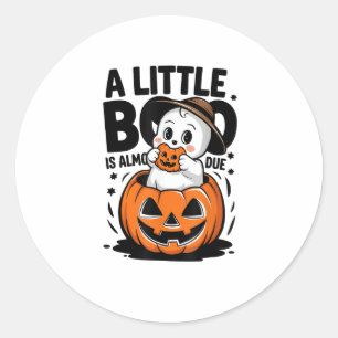 Little Boo Is Almost Due Cute Halloween Pregnancy  Classic Round Sticker