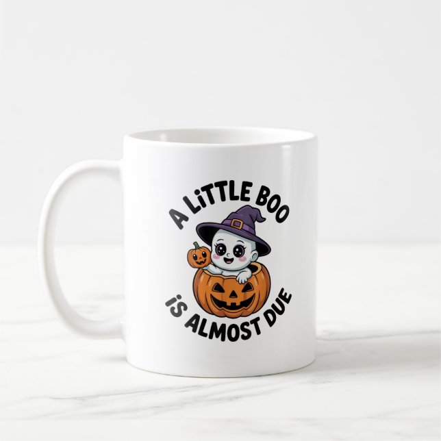 Little Boo Is Almost Due Cute Halloween Pregnancy  Coffee Mug (Left)