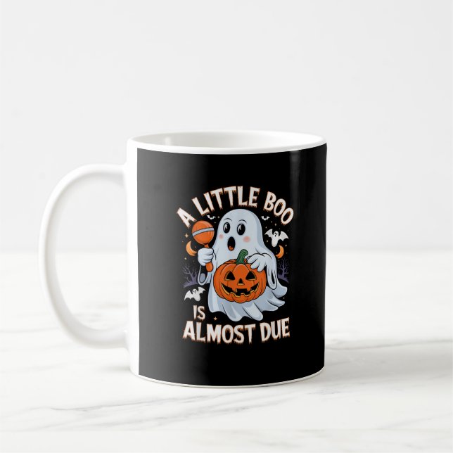 Little Boo Is Almost Due Cute Halloween Pregnancy  Coffee Mug (Left)