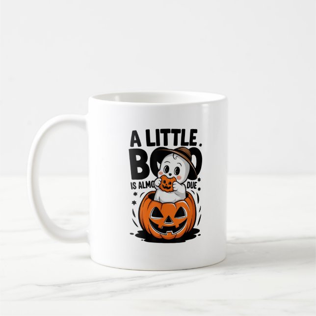 Little Boo Is Almost Due Cute Halloween Pregnancy  Coffee Mug (Left)