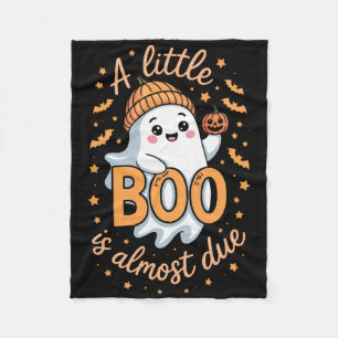 Little Boo Is Almost Due Cute Halloween Pregnancy  Fleece Blanket