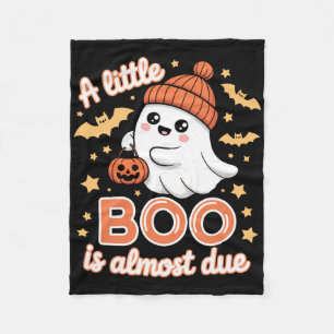 Little Boo Is Almost Due Cute Halloween Pregnancy  Fleece Blanket