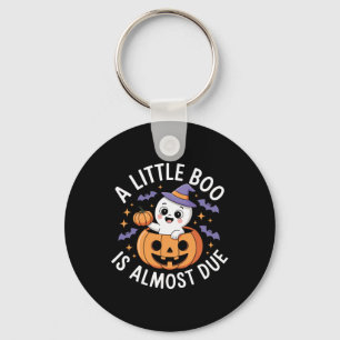 Little Boo Is Almost Due Cute Halloween Pregnancy Key Ring