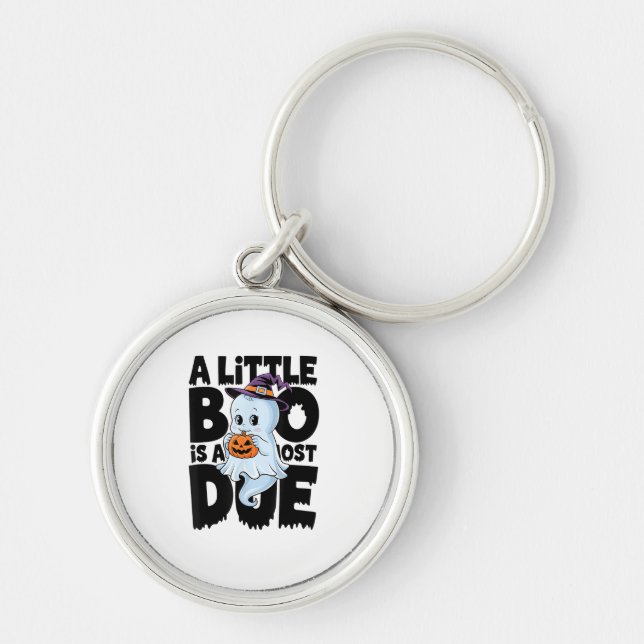 Little Boo Is Almost Due Cute Halloween Pregnancy  Key Ring (Front)