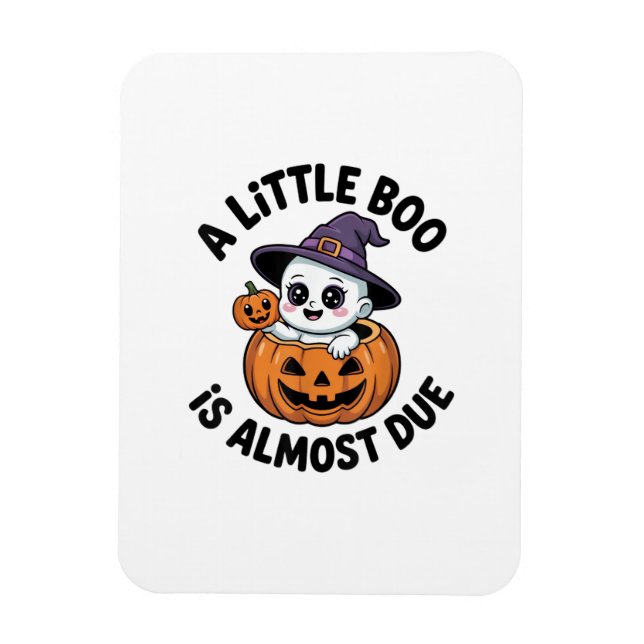 Little Boo Is Almost Due Cute Halloween Pregnancy  Magnet (Vertical)