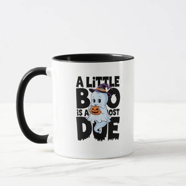 Little Boo Is Almost Due Cute Halloween Pregnancy  Mug (Left)