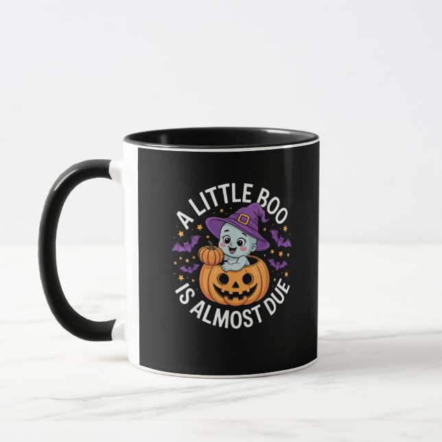 Little Boo Is Almost Due Cute Halloween Pregnancy  Mug (Left)