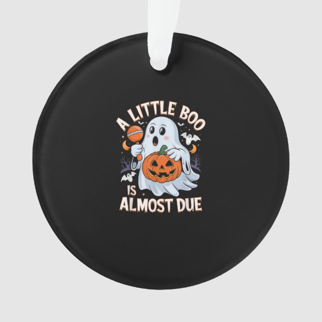 Little Boo Is Almost Due Cute Halloween Pregnancy  Ornament (Front)