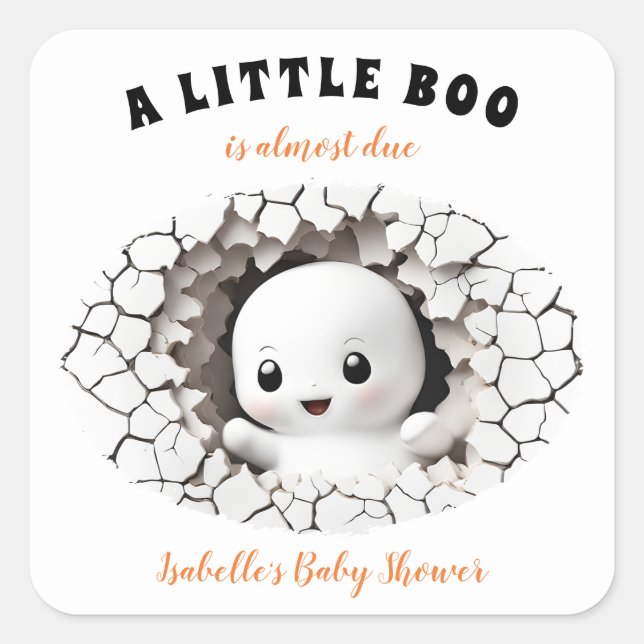 Little Boo Is Almost Due Ghost Baby Shower Sticker (Front)