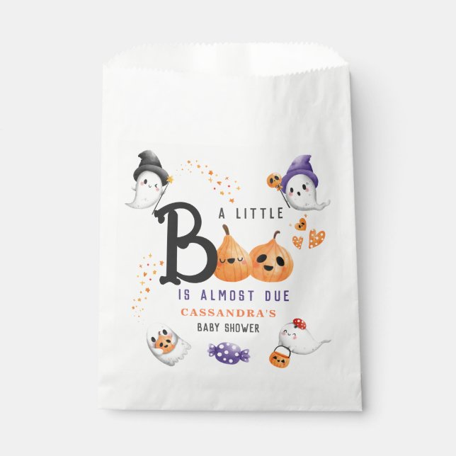 Little Boo Is Almost Due Halloween Baby Shower Favour Bags (Front)