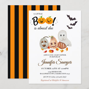 Little Boo is Almost Due Halloween Baby Shower In Invitation