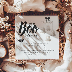 Little Boo Is Almost Due Halloween Baby Shower Invitation