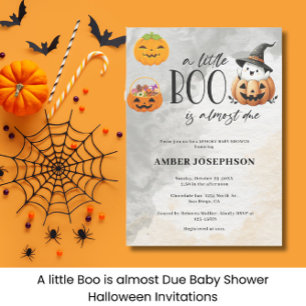 Little Boo is Almost Due Halloween Baby Shower Invitation