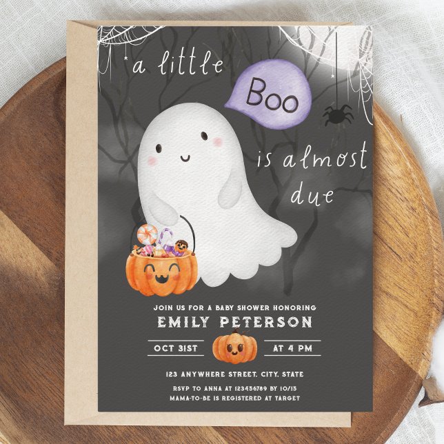 Little Boo is Almost Due | Halloween Baby Shower Invitation (Little boo is almost due - baby shower invitation)
