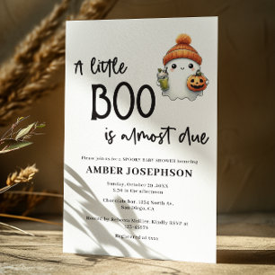 Little Boo is Almost Due Halloween Baby Shower Invitation