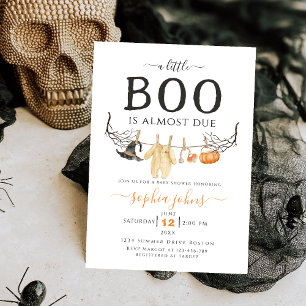 Little Boo is Almost Due Halloween Baby Shower Invitation