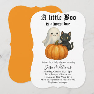 Little Boo Is Almost Due Halloween Baby Shower Invitation